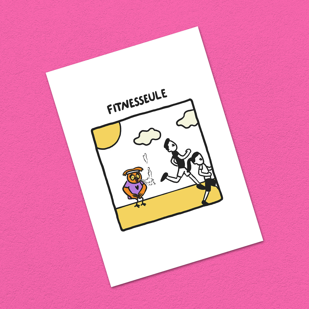 Postkarte A6 "Fitnesseule"