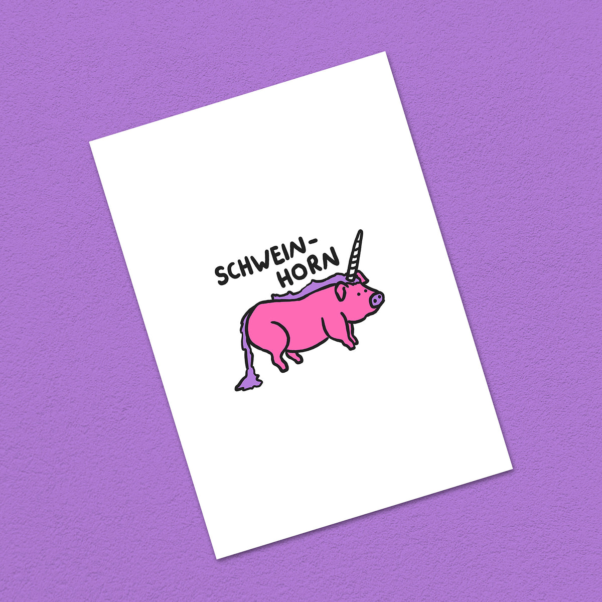 Postkarte A6 "Schwein-Horn"