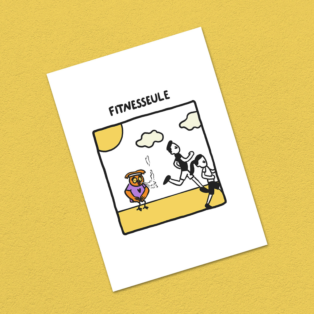 Postkarte A6 "Fitnesseule"