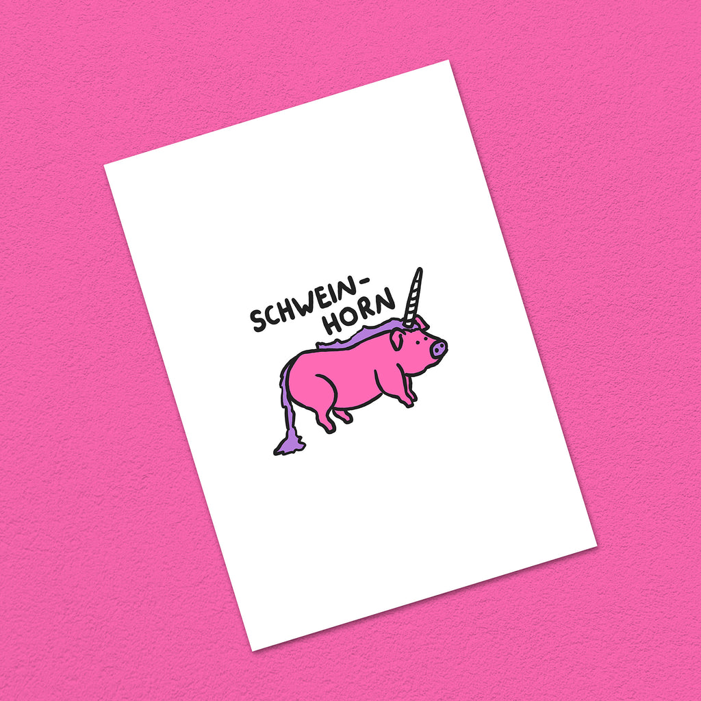Postkarte A6 "Schwein-Horn"