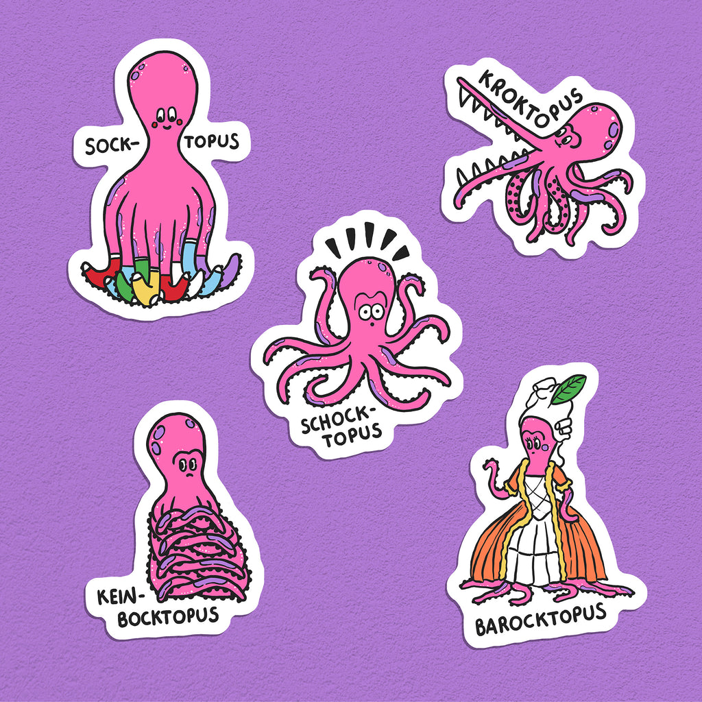 Oktopusse Stickerset 1, 5er