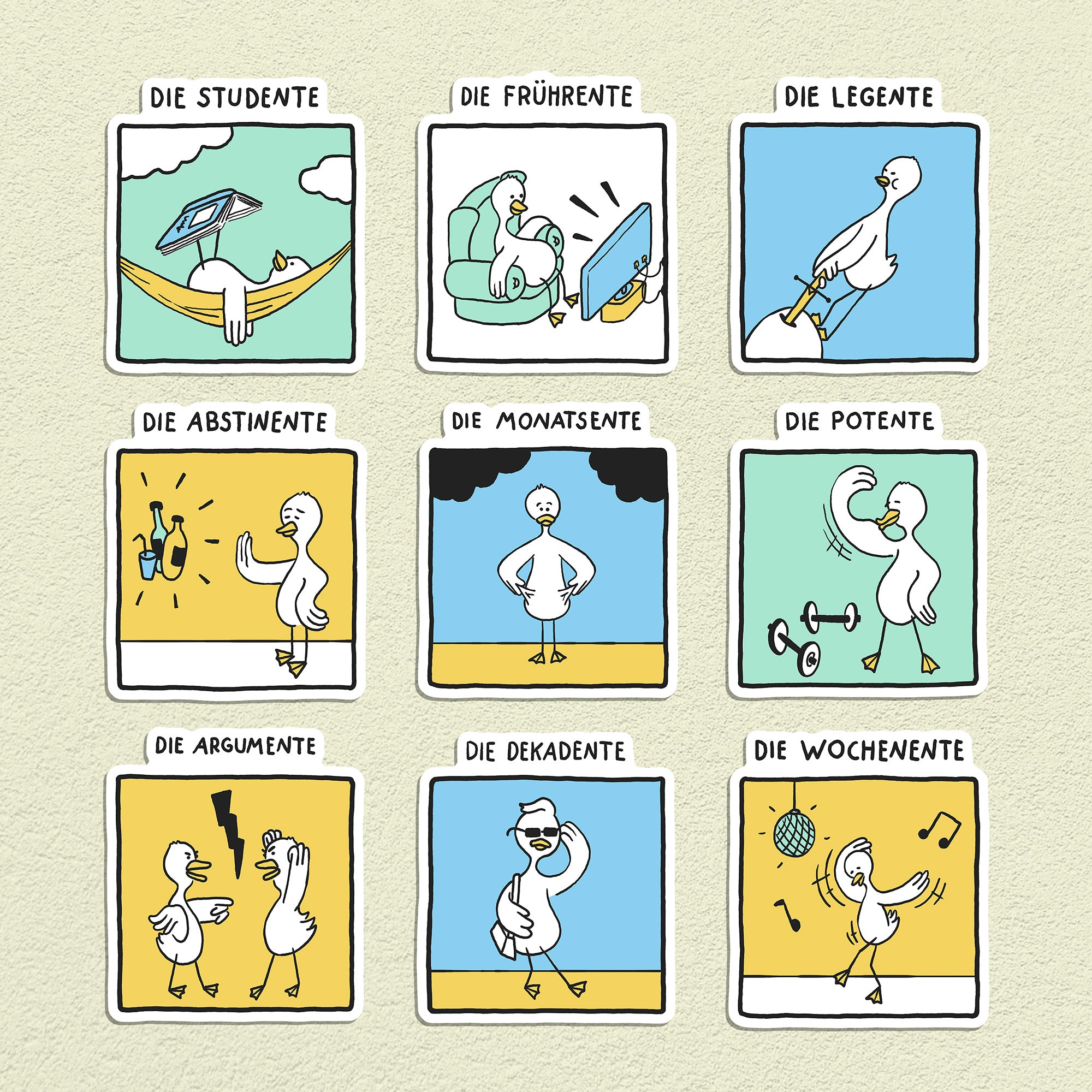 Enten Stickerset, 9er