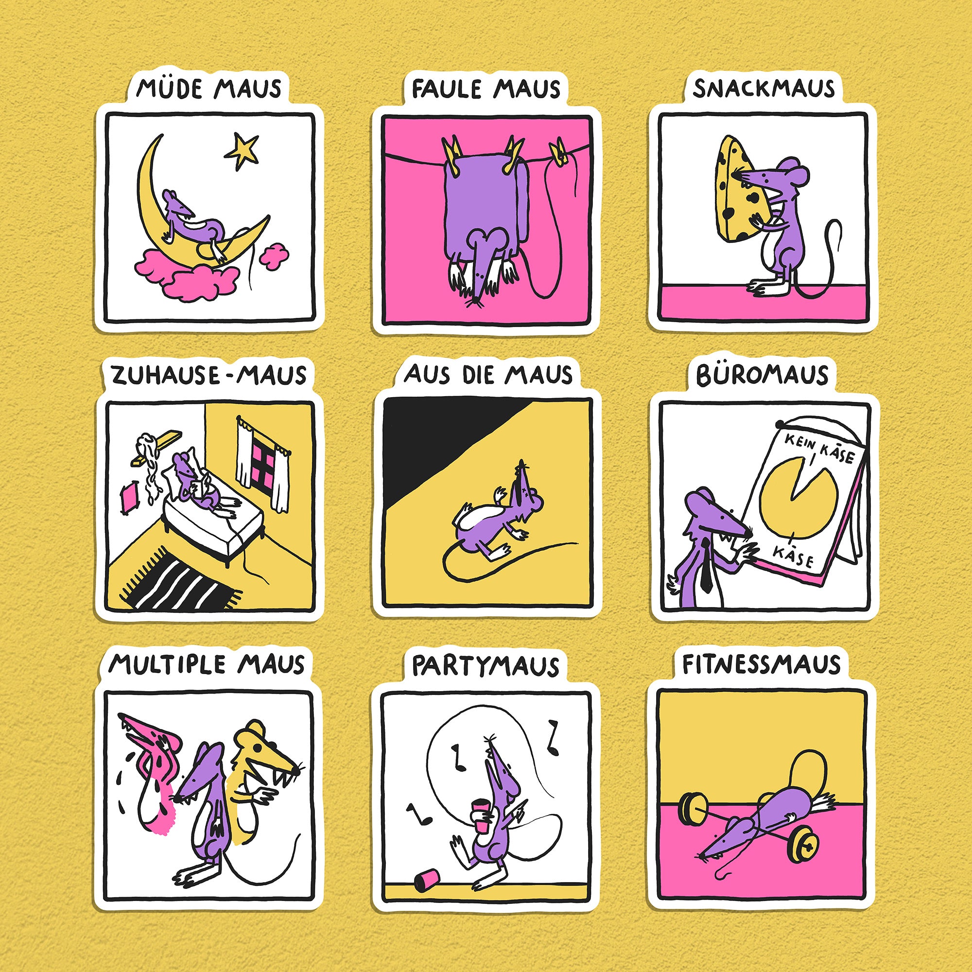Mäuse Stickerset, 9er