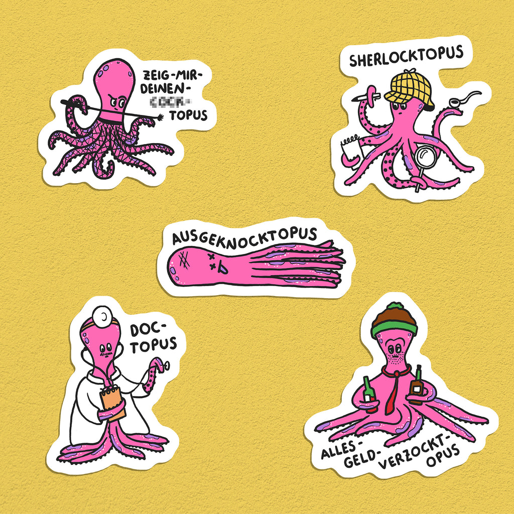 Oktopusse Stickerset 2, 5er