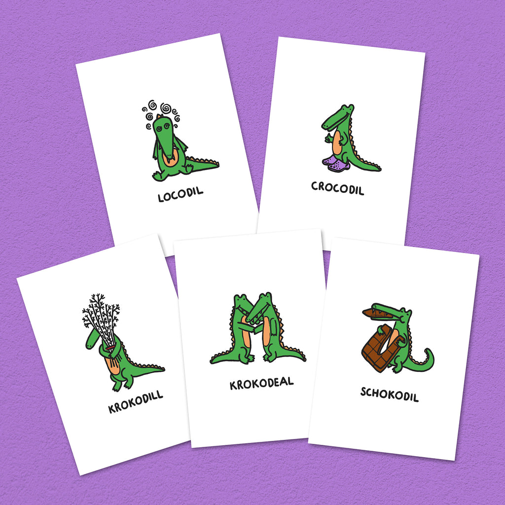 Kartenset Krokodile, 5er