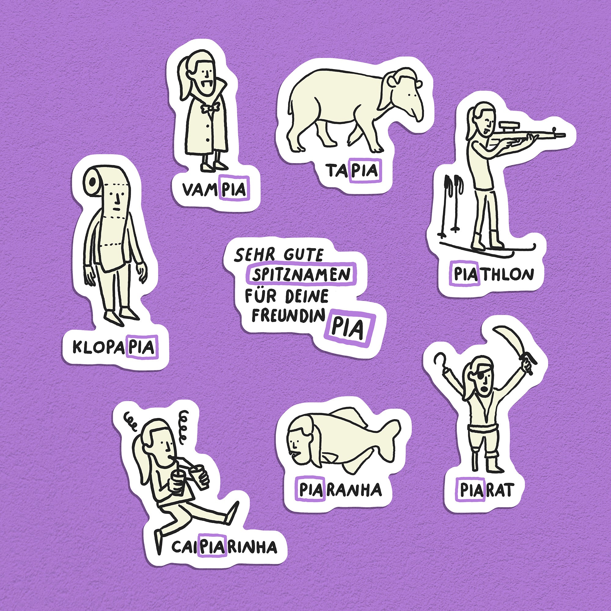 Spitznamen Pia, Stickerset, 8er