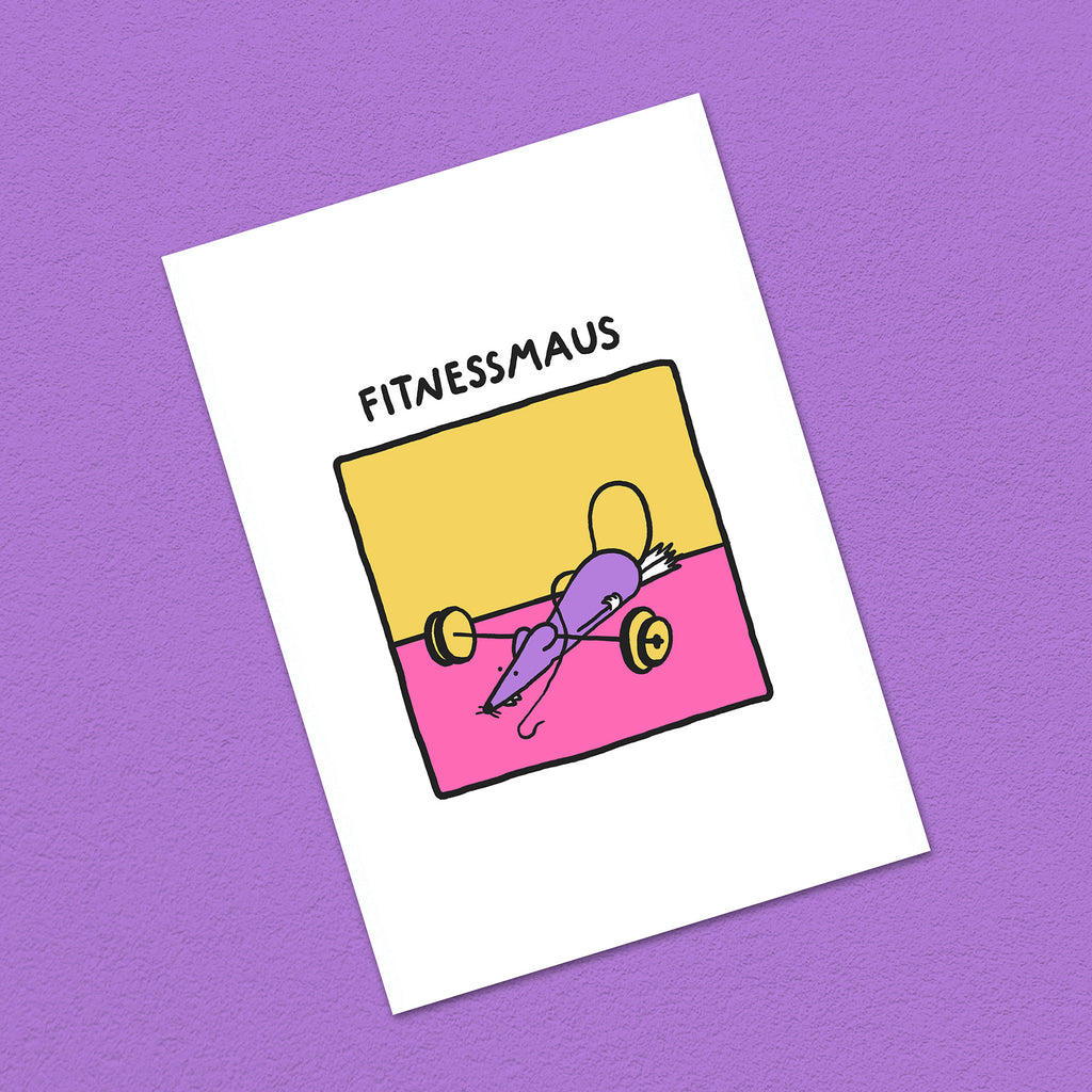 Postkarte A6 "Fitnessmaus"