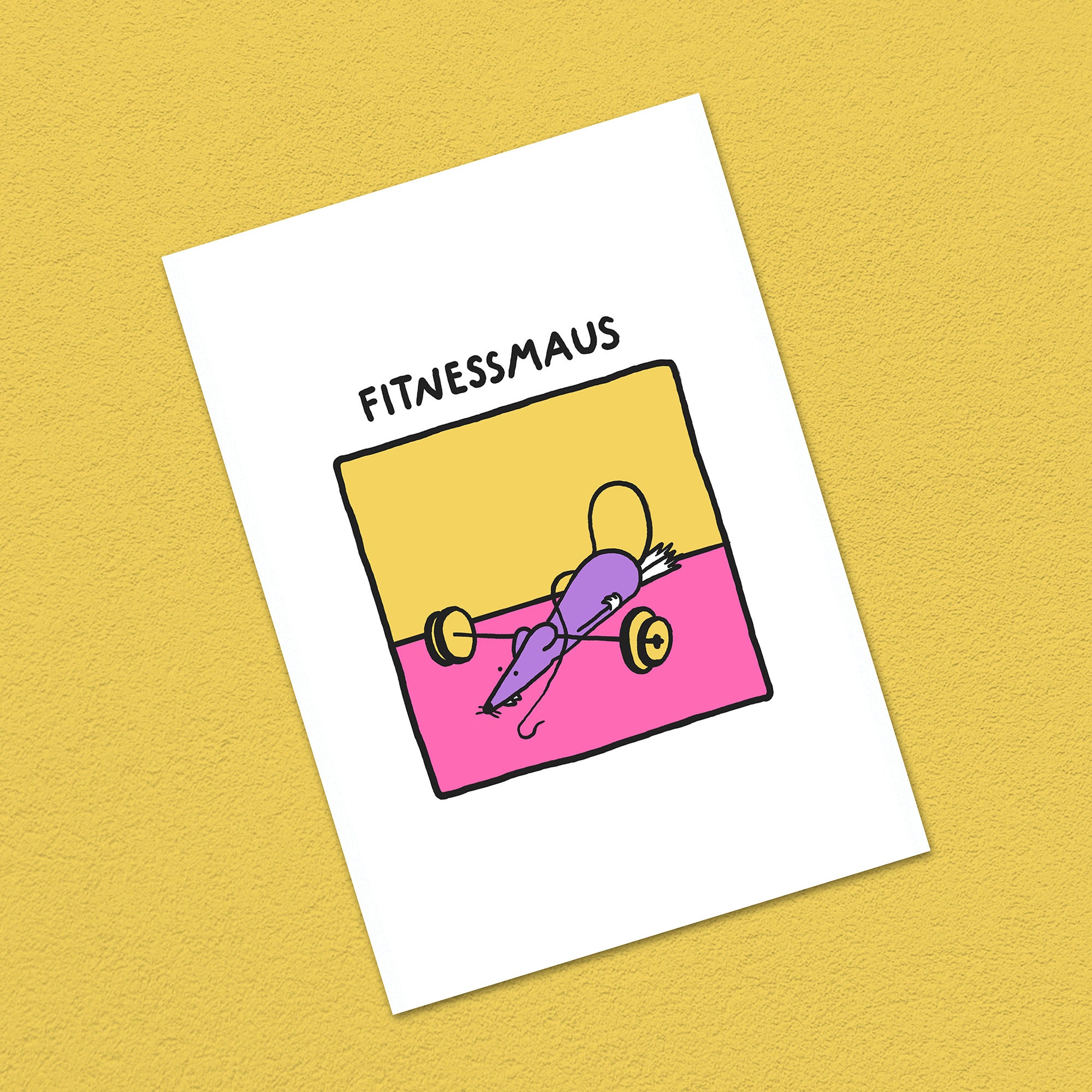 Postkarte A6 "Fitnessmaus"