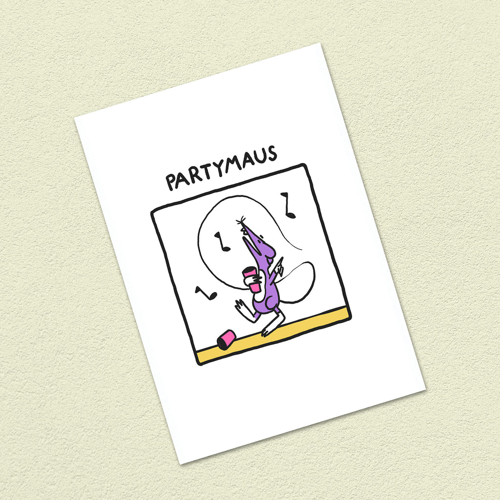 Postkarte A6 "Partymaus"