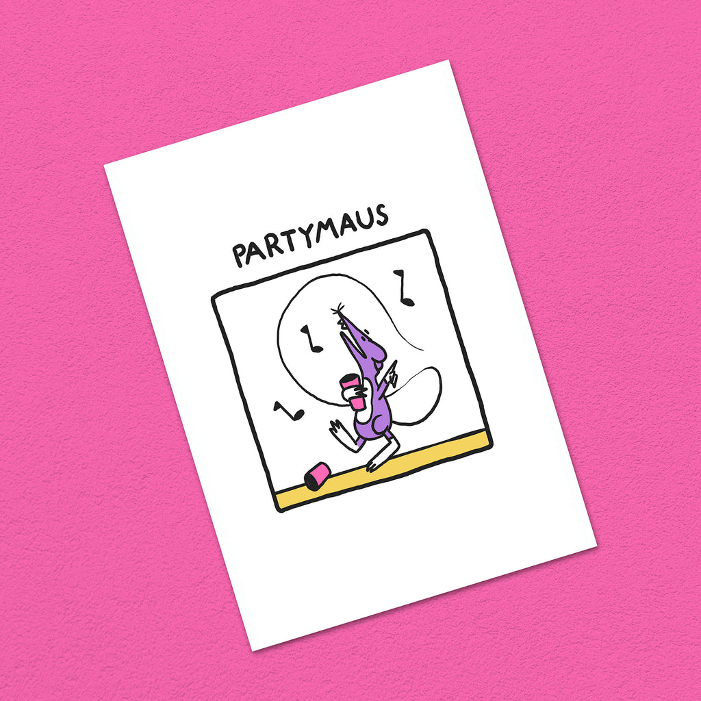 Postkarte A6 "Partymaus"