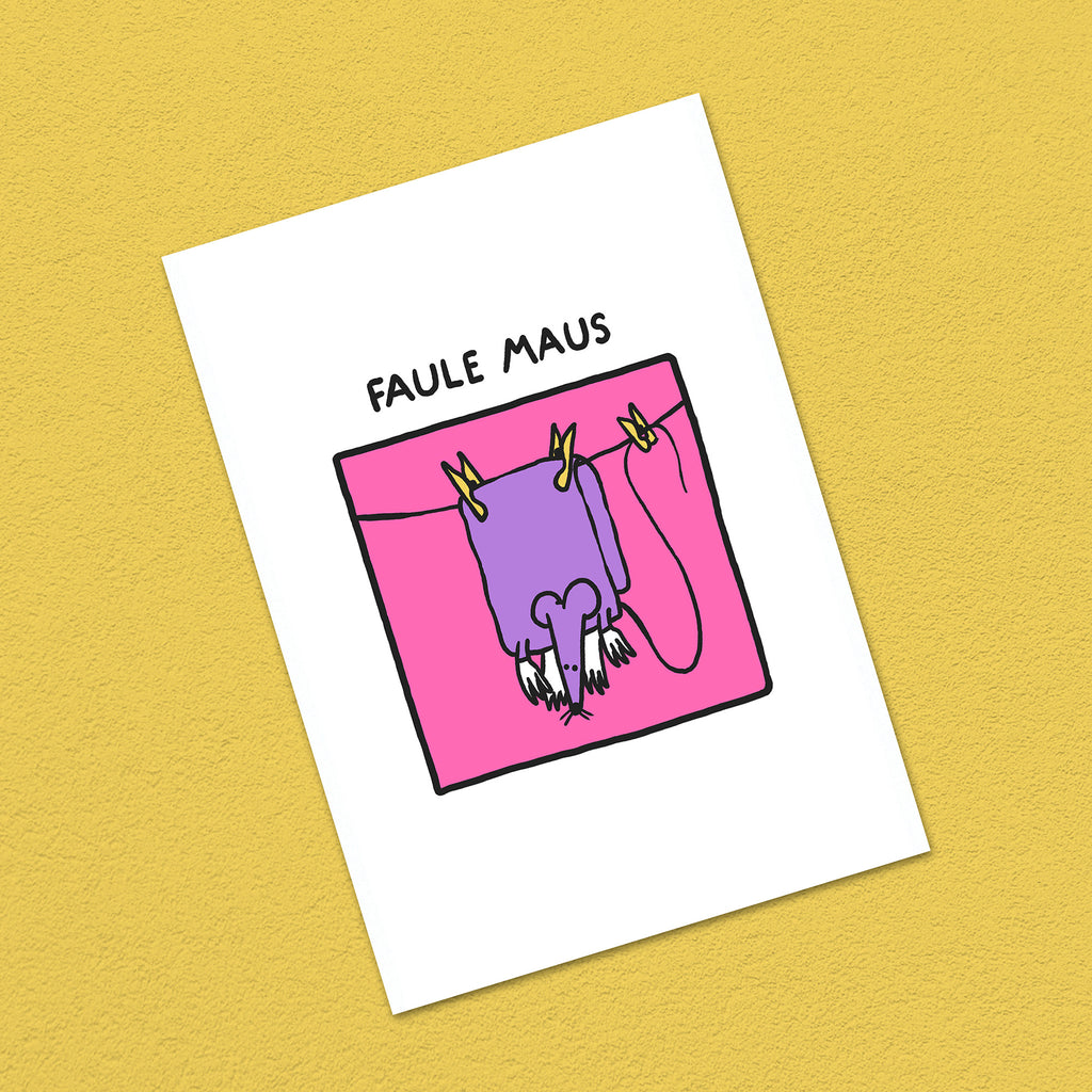 Postkarte A6 "Faule Maus"