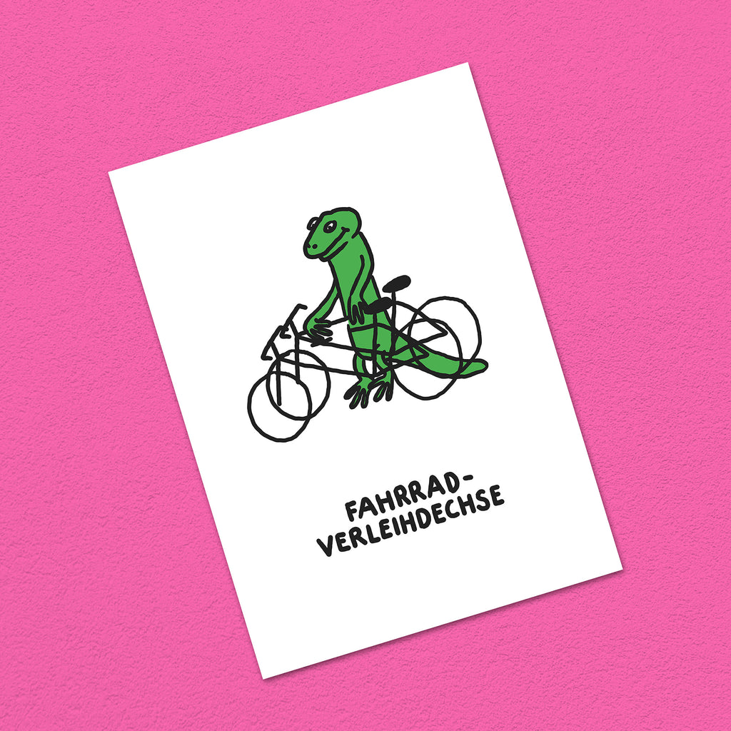 Postkarte A6 "Fahrradverleihdechse"
