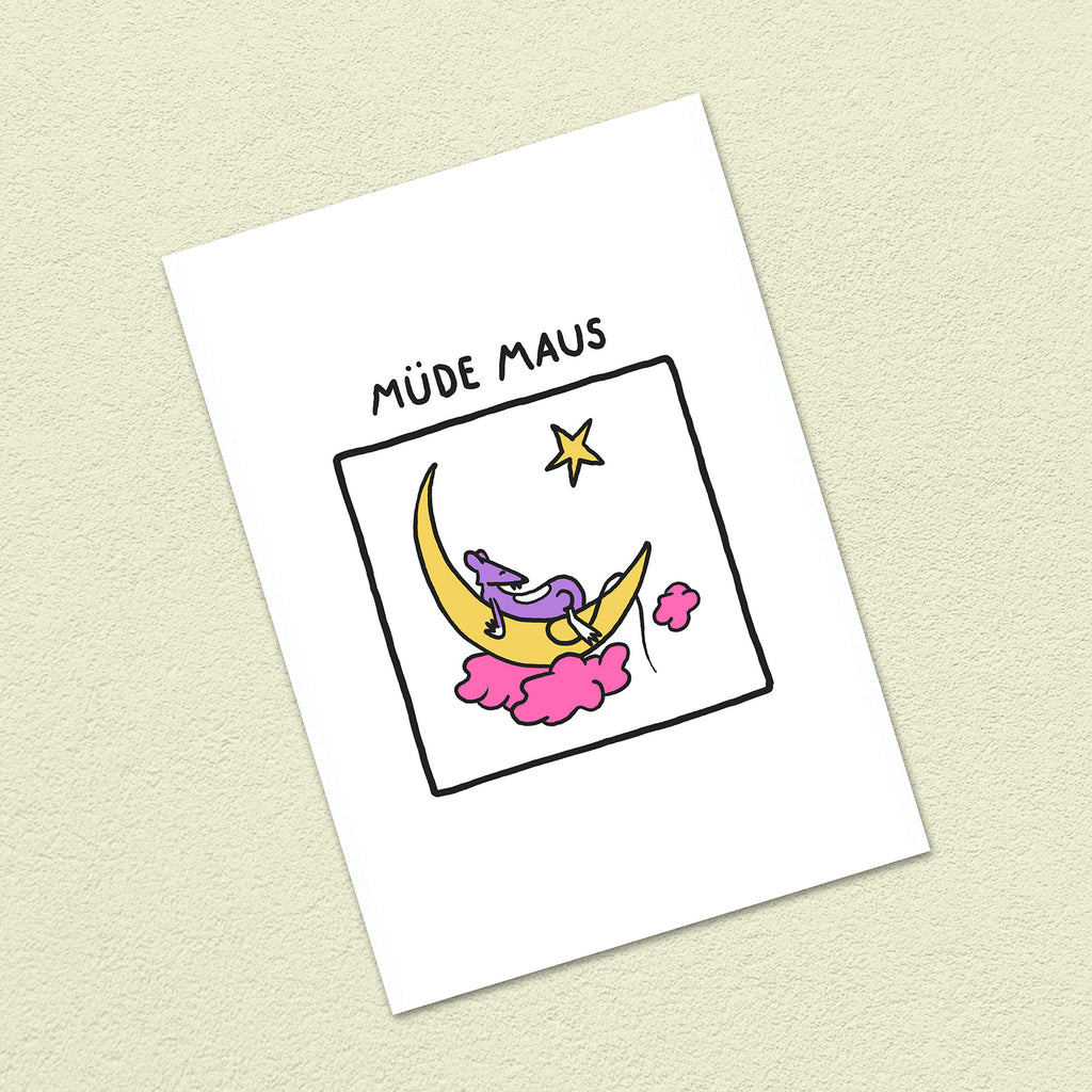 Postkarte A6 "Müde Maus"