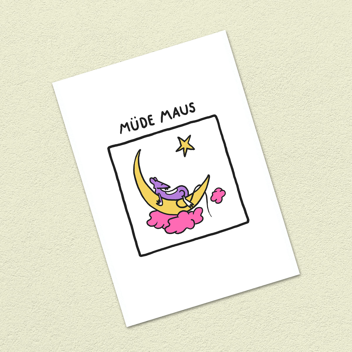 Postkarte A6 "Müde Maus"