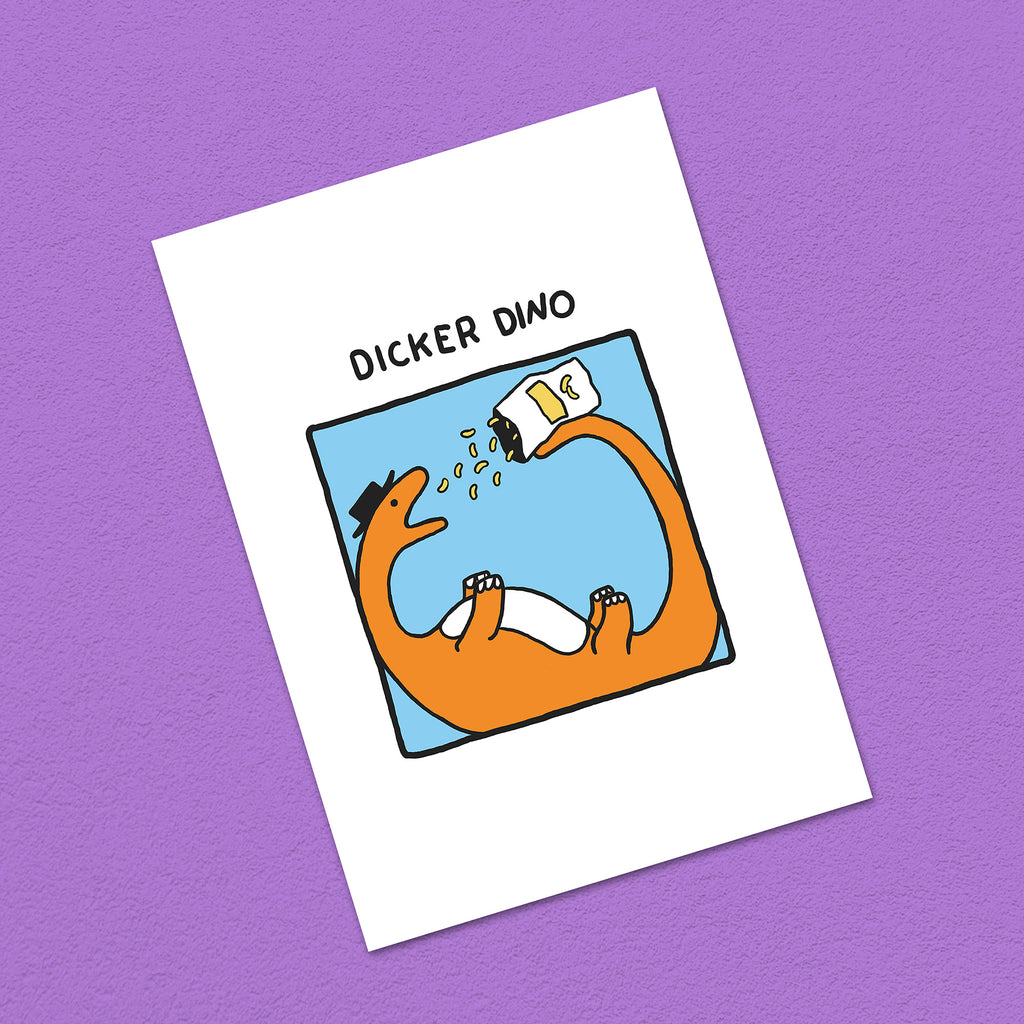 Postkarte A6 "Dicker Dino"