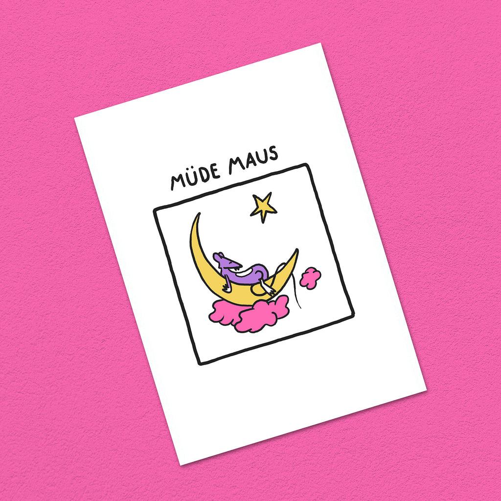 Postkarte A6 "Müde Maus"