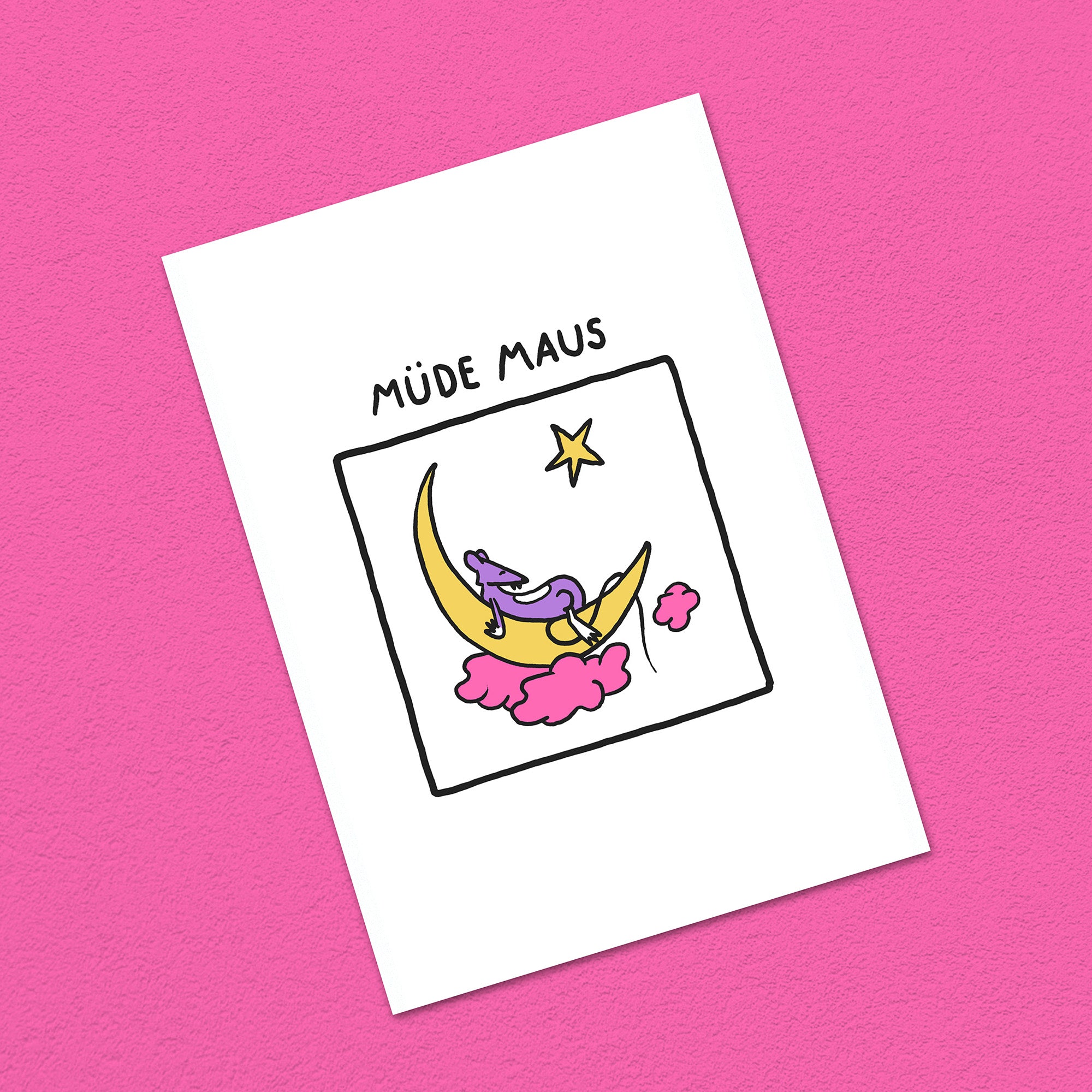 Postkarte A6 "Müde Maus"